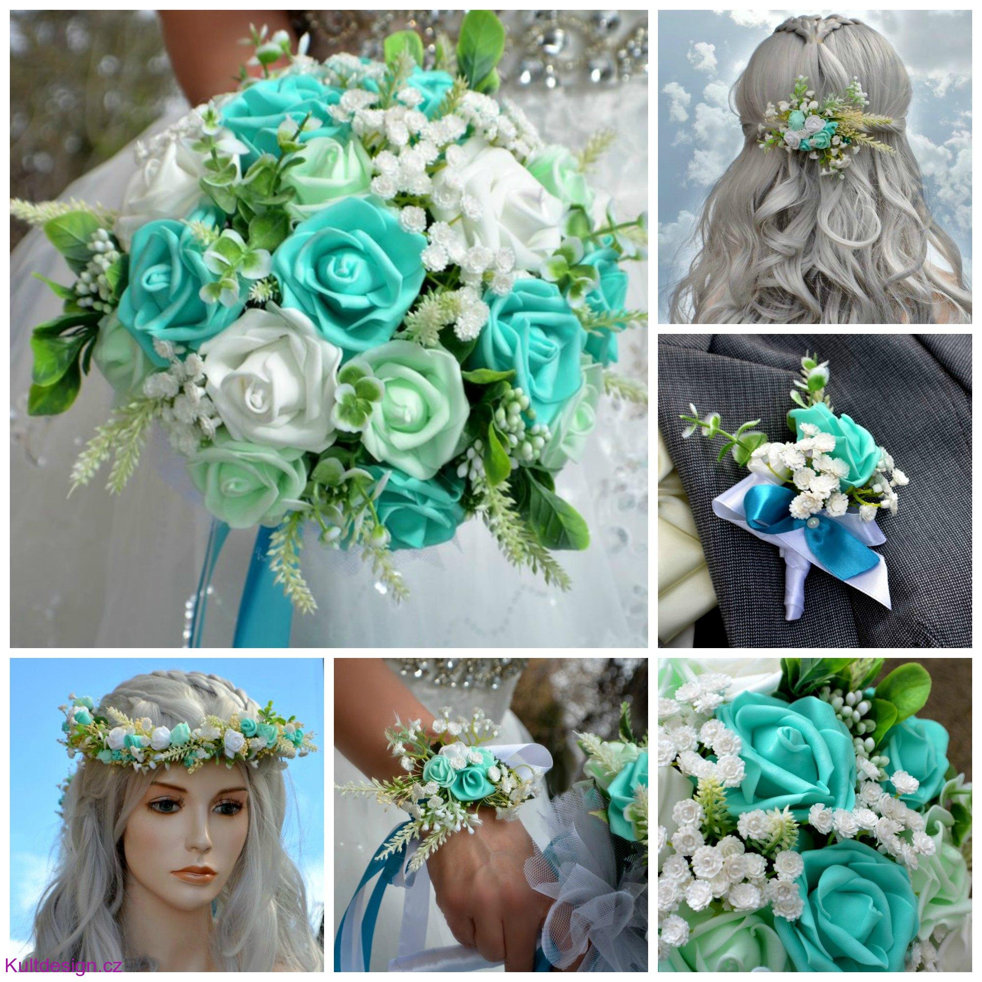 Květinový náramek tiffany blue