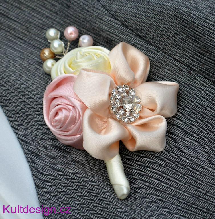 Brožová látková kytice Pettitea a korsáž