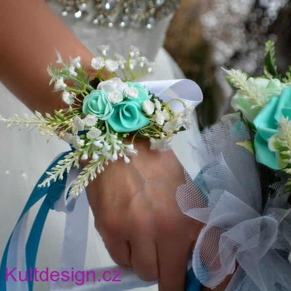 Květinový náramek tiffany blue