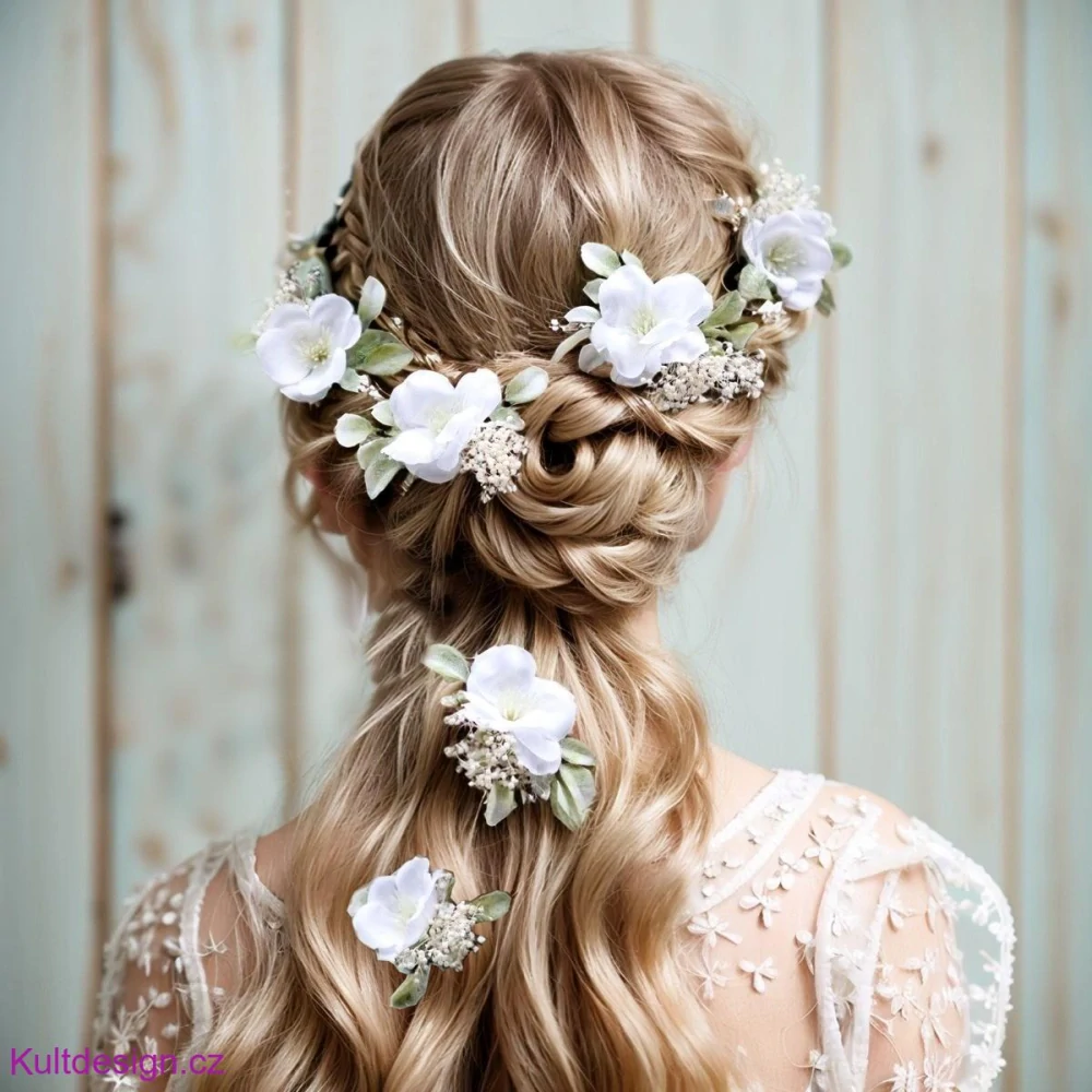 Sada květinových spon 6 ks bílá