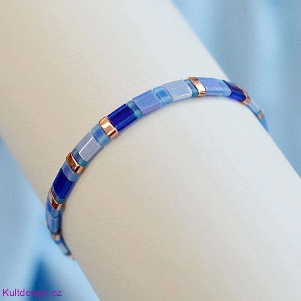 Miyuki náramek modrá a rose gold