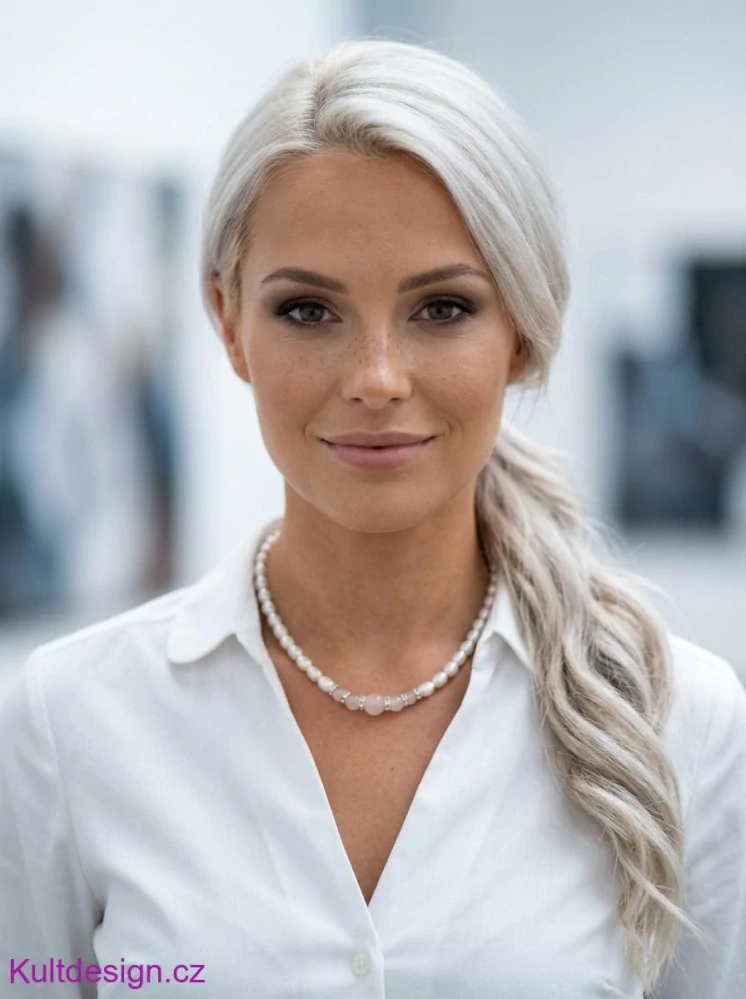 Náhrdelník perličky a růženín
