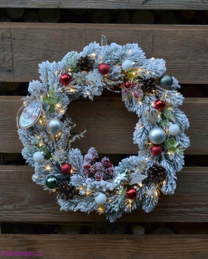 Vánoční svítící věnec 37 cm