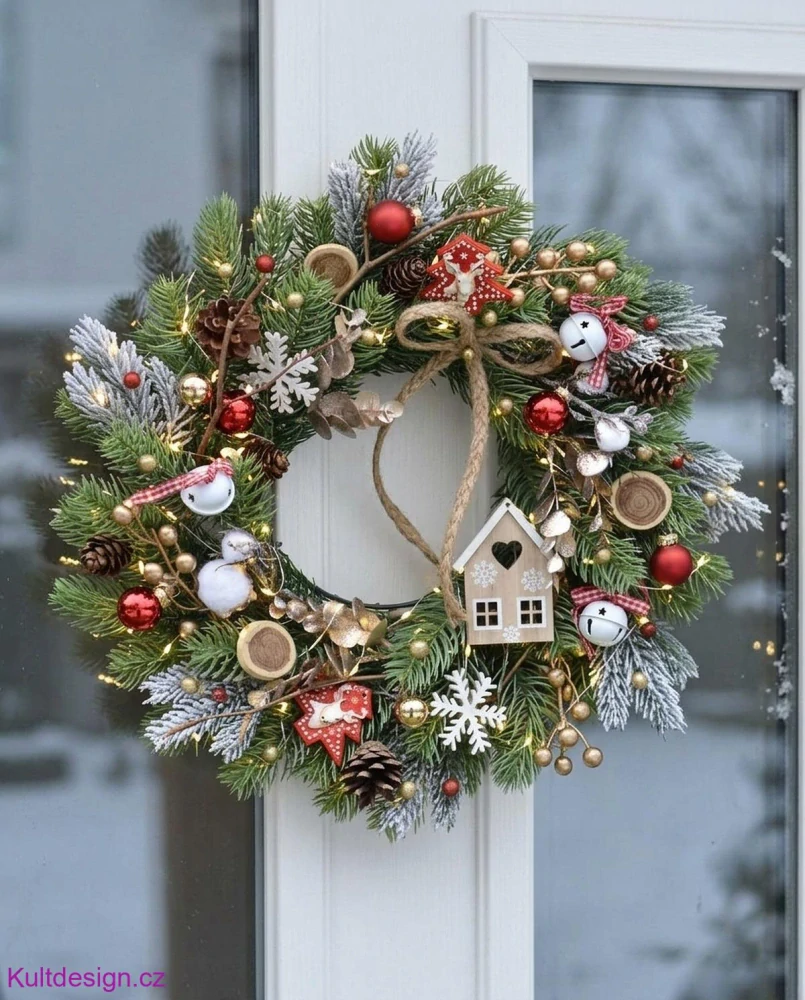 Vánoční svítící věnec 37 cm