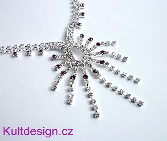 Štrasová souprava svatební s fialovými akcenty