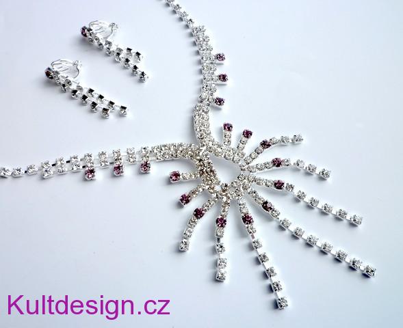 Štrasová souprava svatební s fialovými akcenty