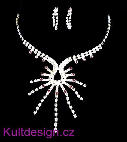 Štrasová souprava svatební s fialovými akcenty