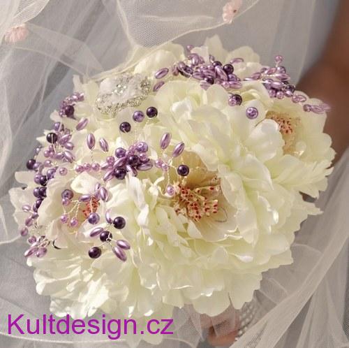 Svatební kytice Shabby chic violet+ korsáž