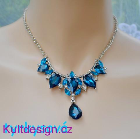 Štrasová souprava tmavě tyrkysová