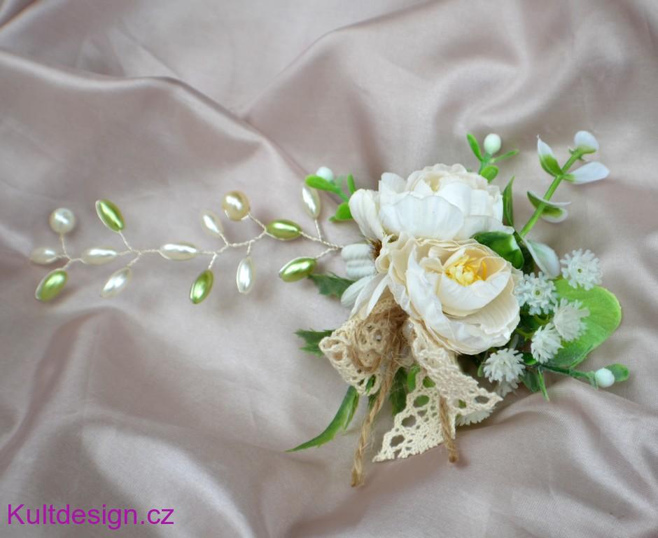 Svatební spona do vlasů ivory vintage