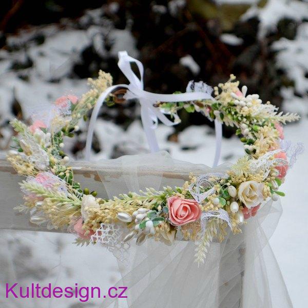 Svatební věneček do vlasů shabby chic