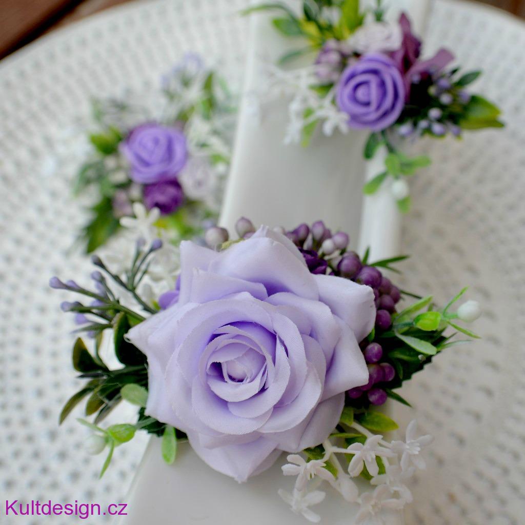 Sada květinových spon 3 ks fialová