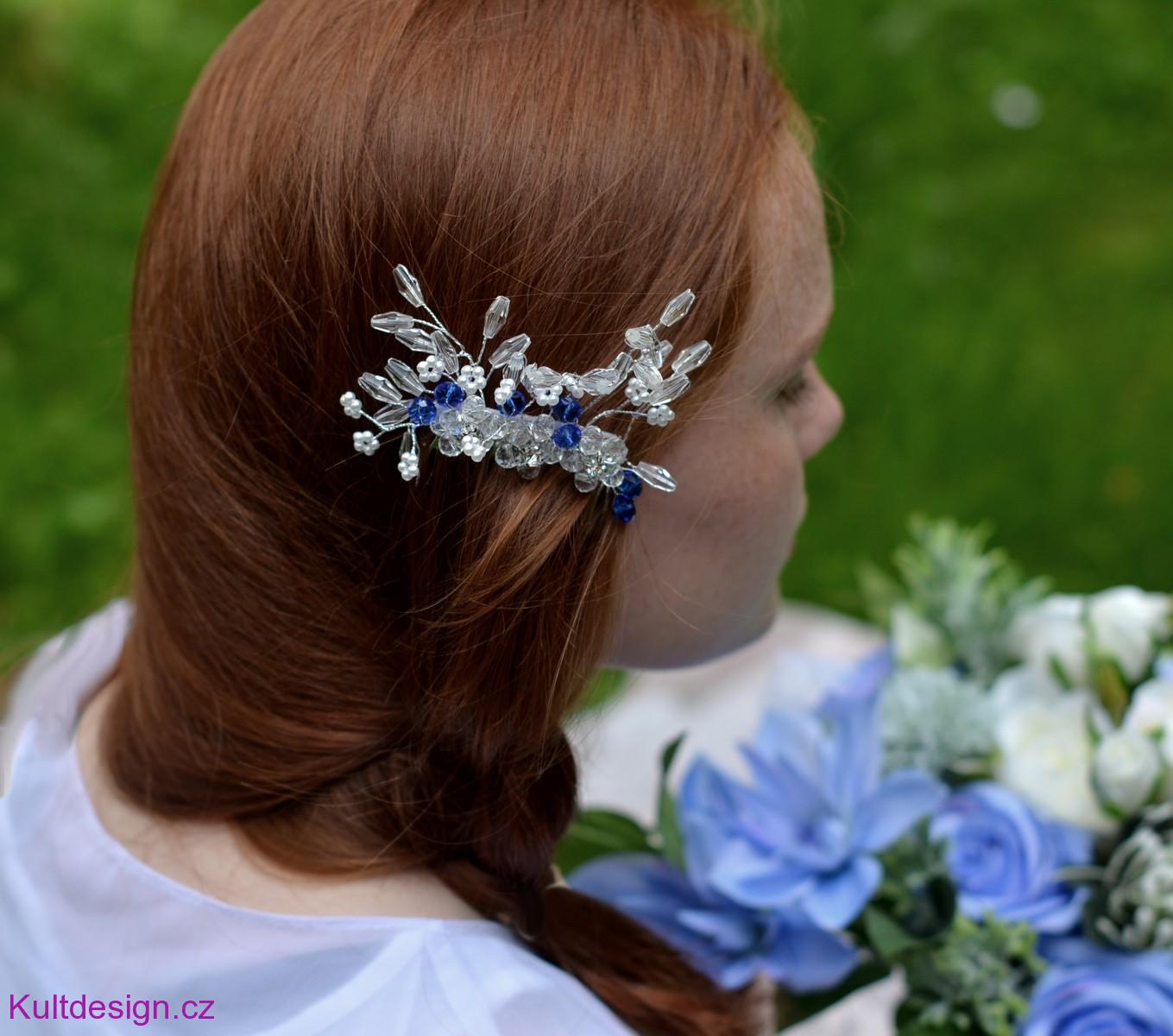 Svatební hřebínek modrý