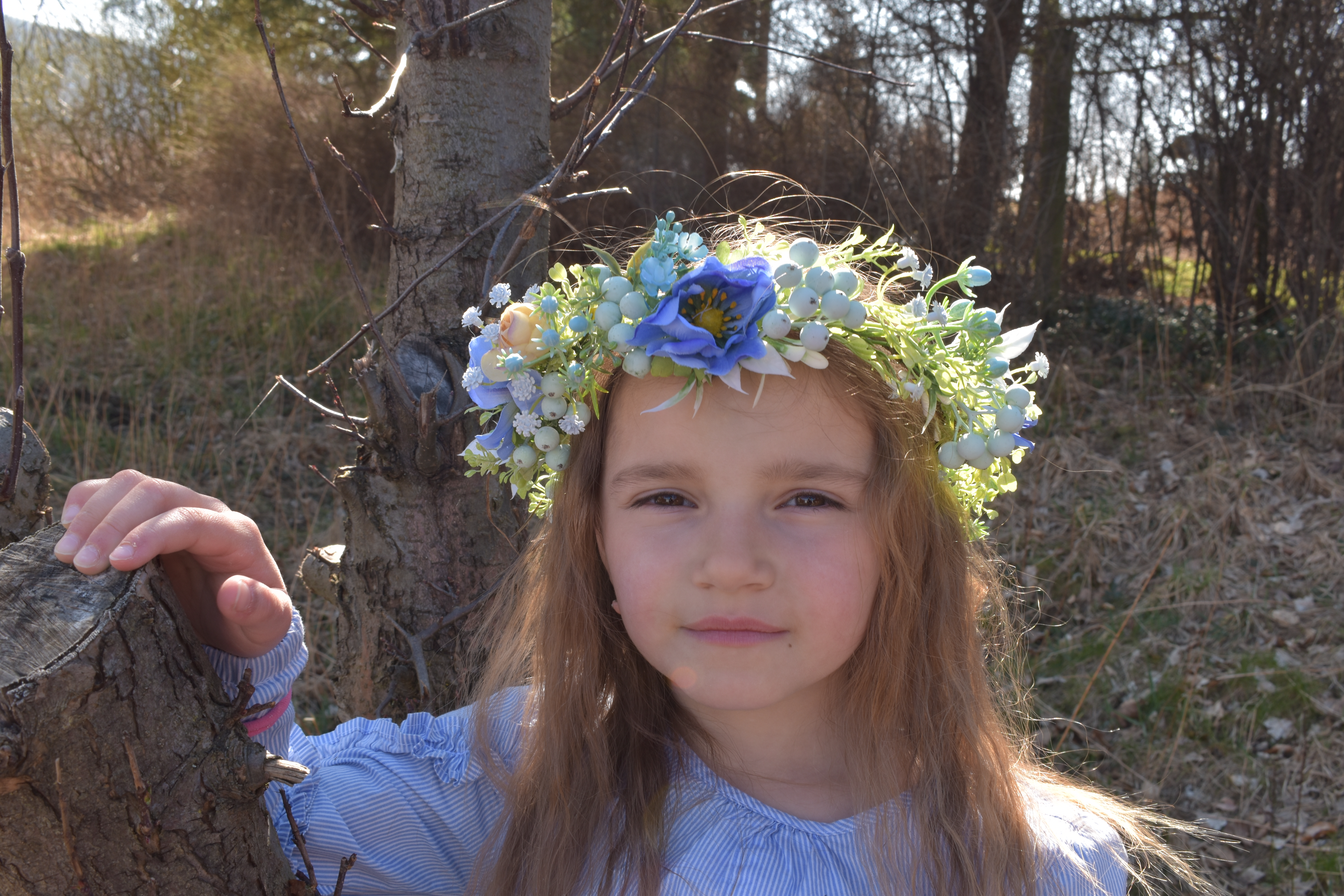 Svatební věneček do vlasů modrozelený