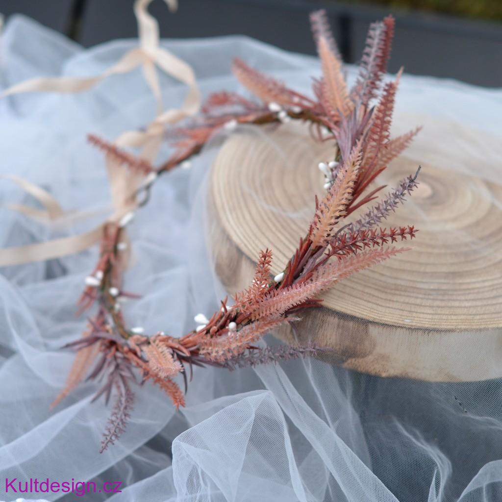 Svatební věneček do vlasů vřesový