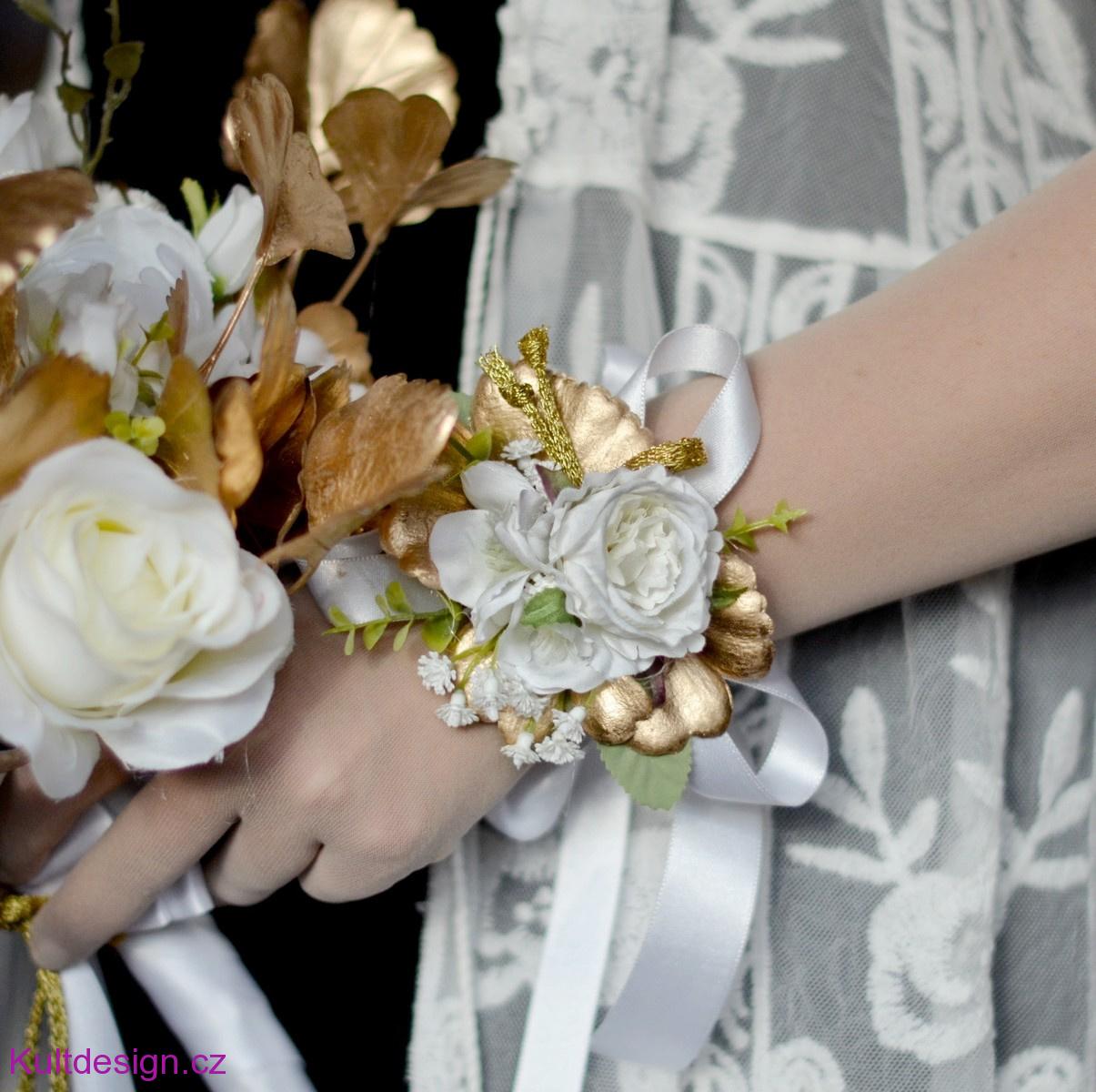 Svatební náramek květinový zlatý