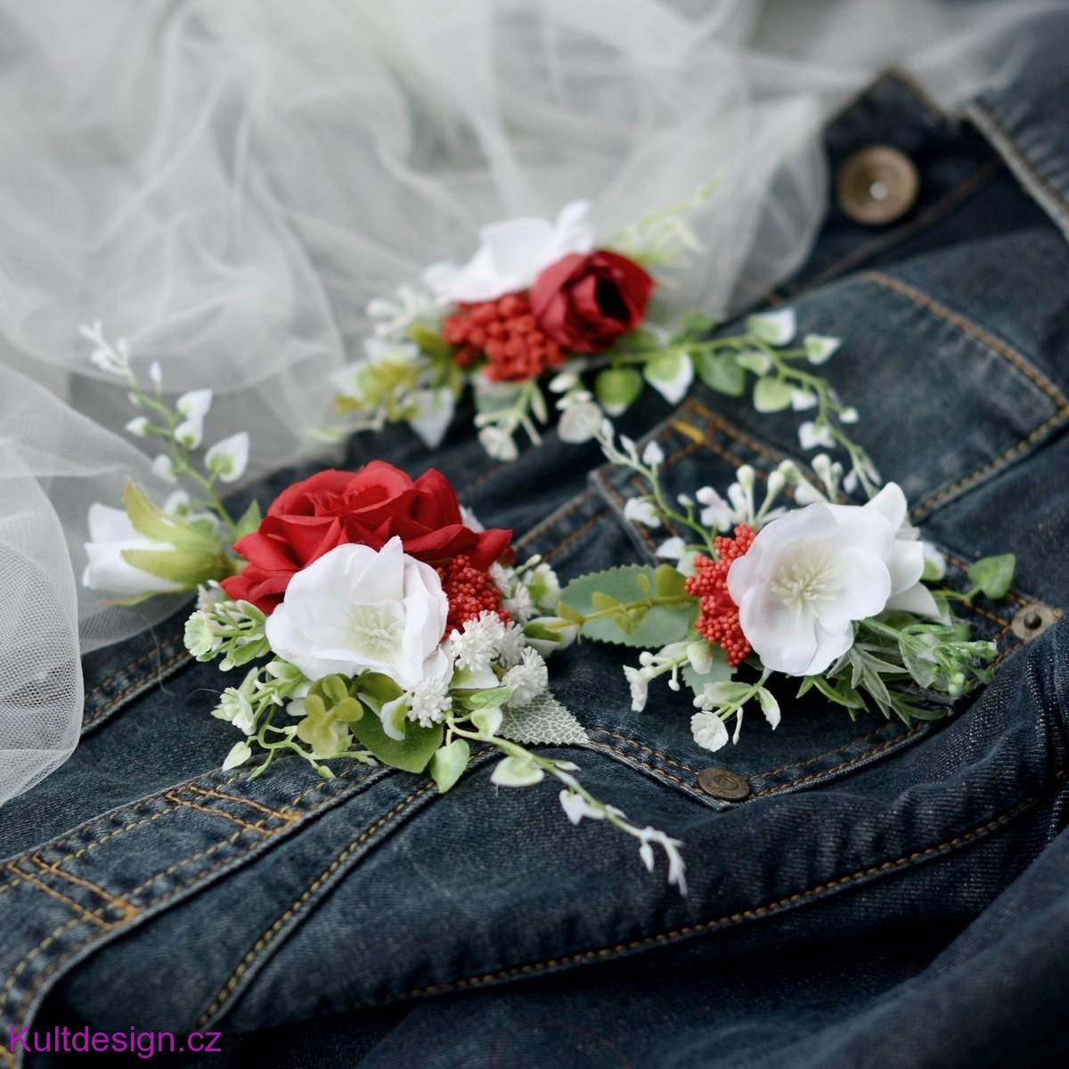 Sada 3 květinových spon do vlasů 