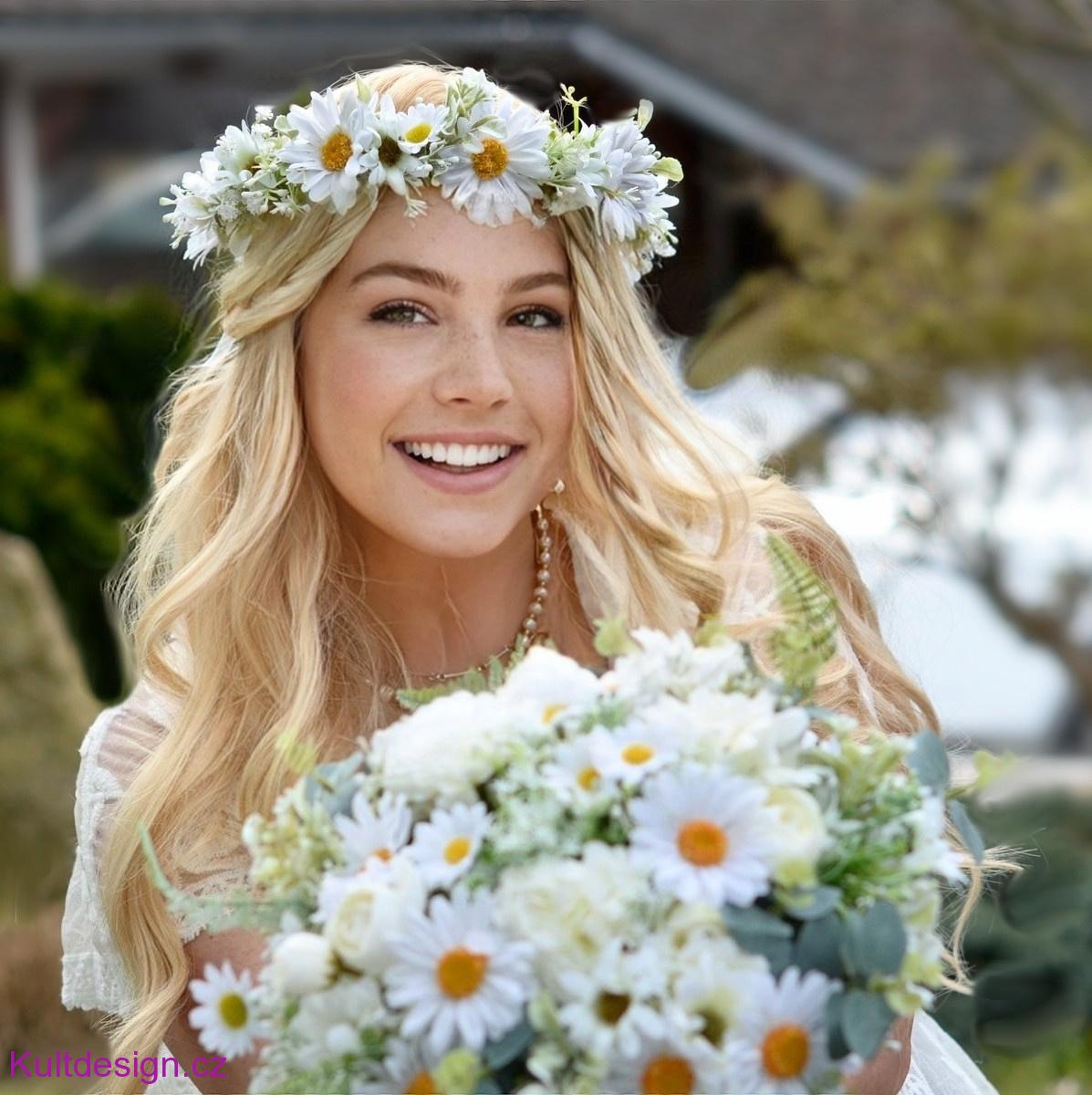 Květinový věneček do vlasů kopretinky