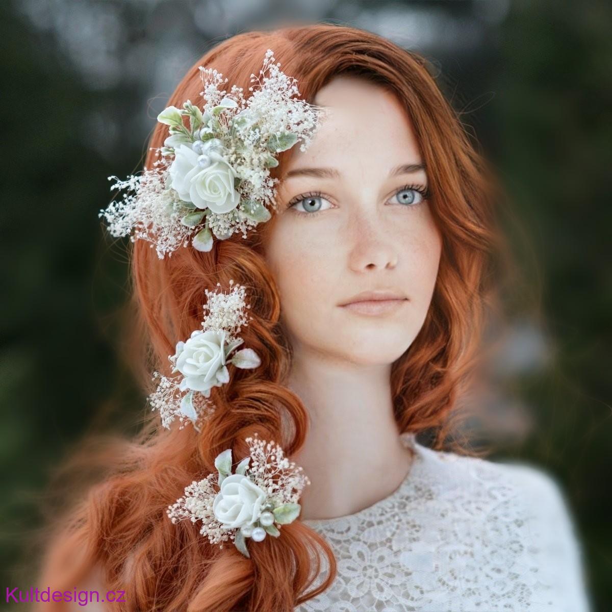 Sada květinových spon do vlasů gypsophila