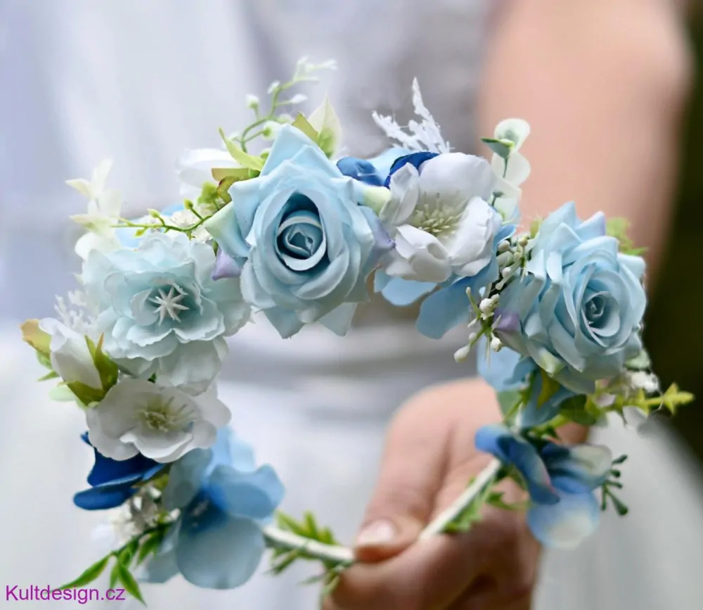 Květinová čelenka bleděmodrá