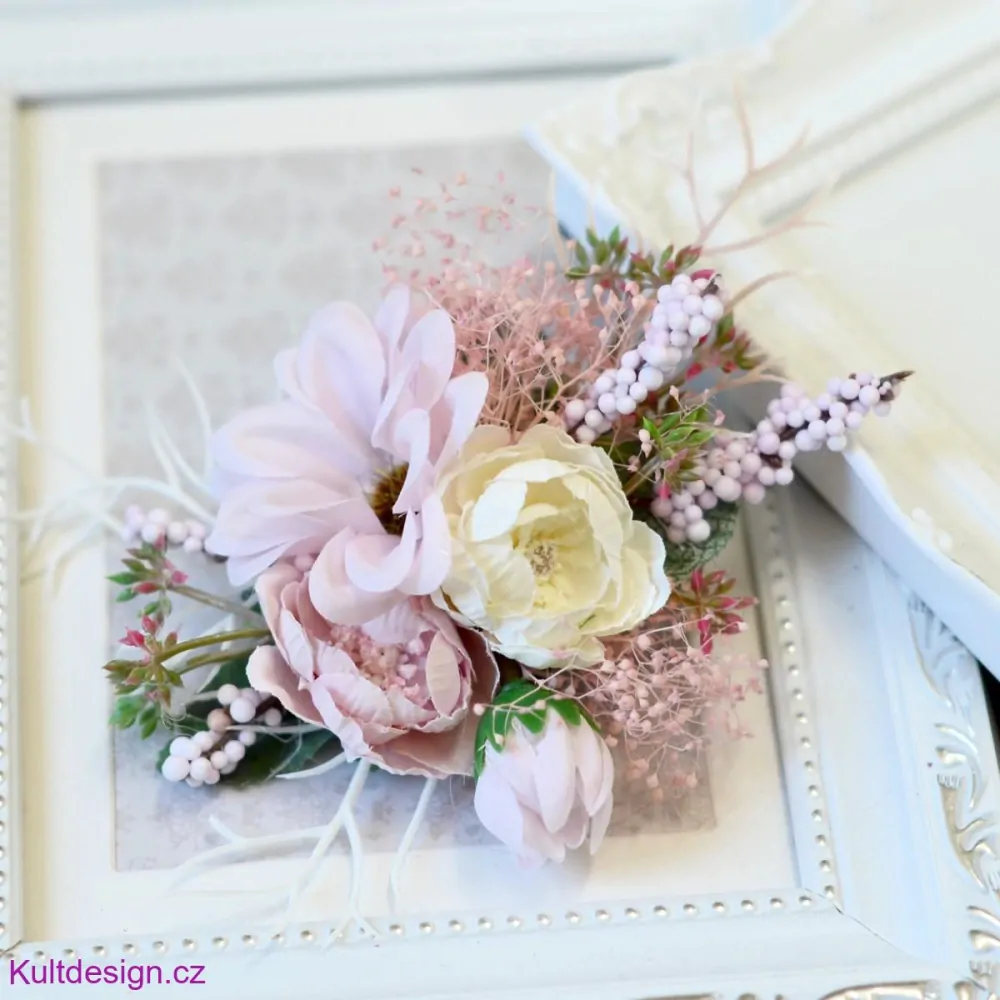 Květinová spona do vlasů starorůžová