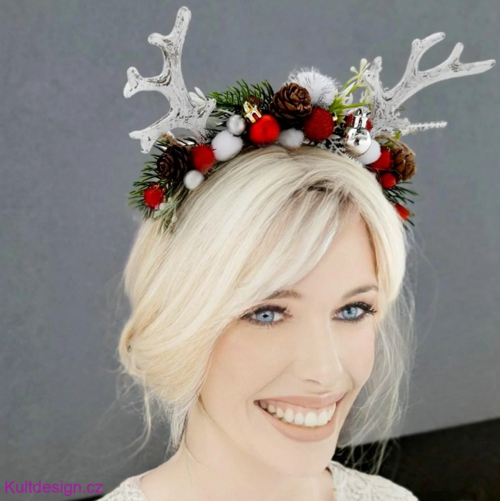 Vánoční čelenka s parůžky