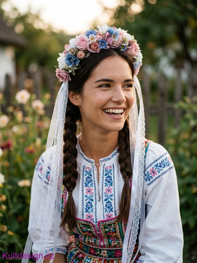 Květinová čelenka folklorní styl