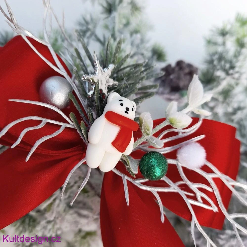 Vánoční spona do vlasů mašle lední medvěd