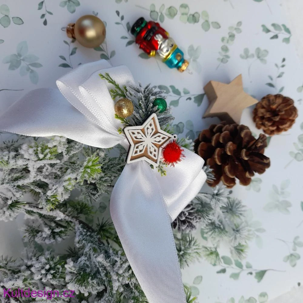 Vánoční spona do vlasů mašle hvězda perníček