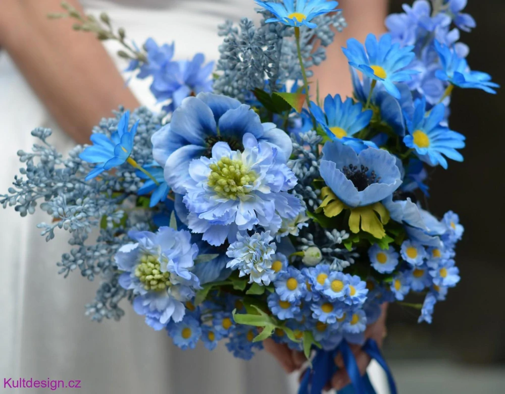 Svatební kytice z umělých květin Blue meadows