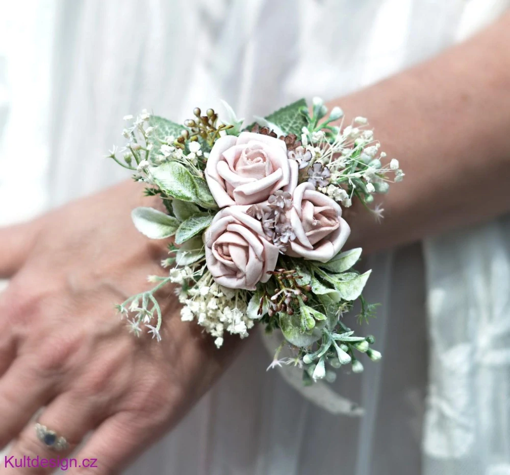 Květinový náramek starorůžový