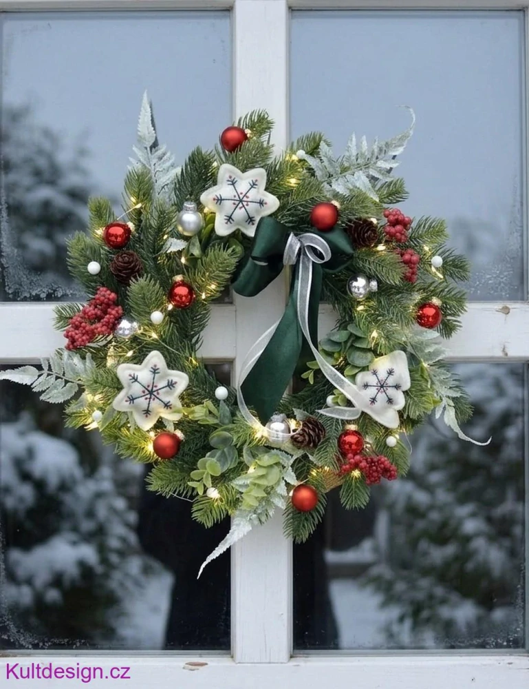 Vánoční svítící věnec 37 cm
