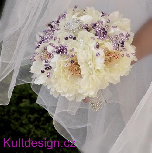 Svatební kytice Shabby chic violet+ korsáž