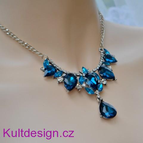 Štrasová souprava tmavě tyrkysová