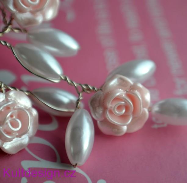 Svatební spona do vlasů růžová