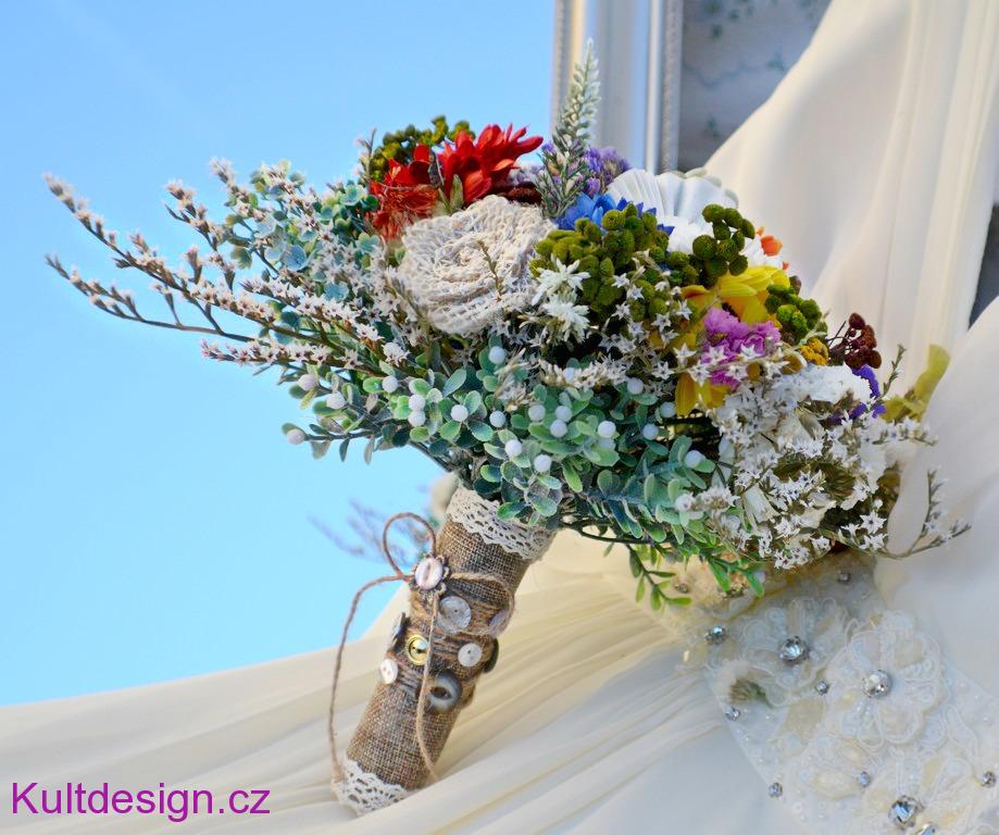 Svatební kytice Boho style a korsáž