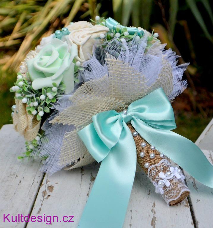 Svatební kytice Mint vintage a korsáž