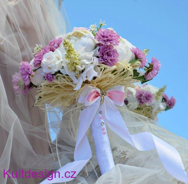 Svatební kytice Rita, korsáž a spona do vlasů