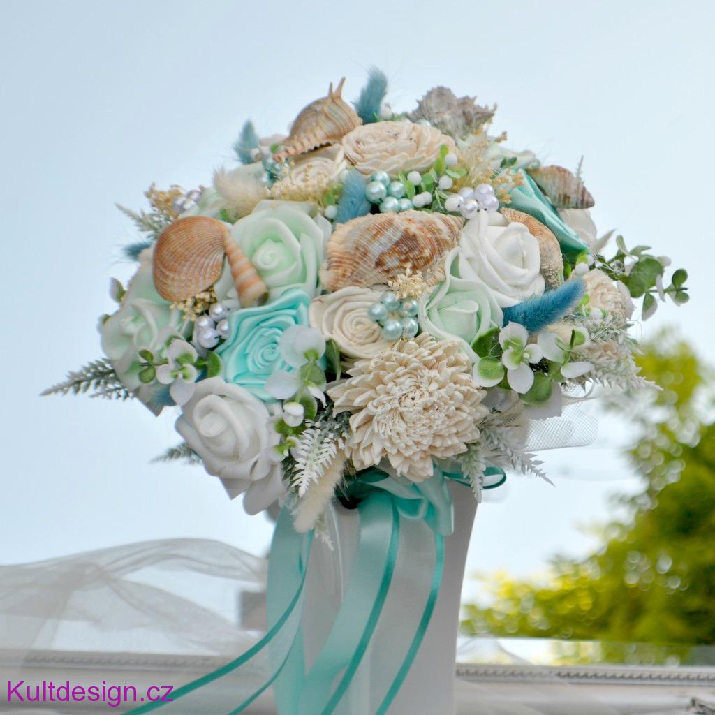 Svatební kytice Laguna a korsáž 