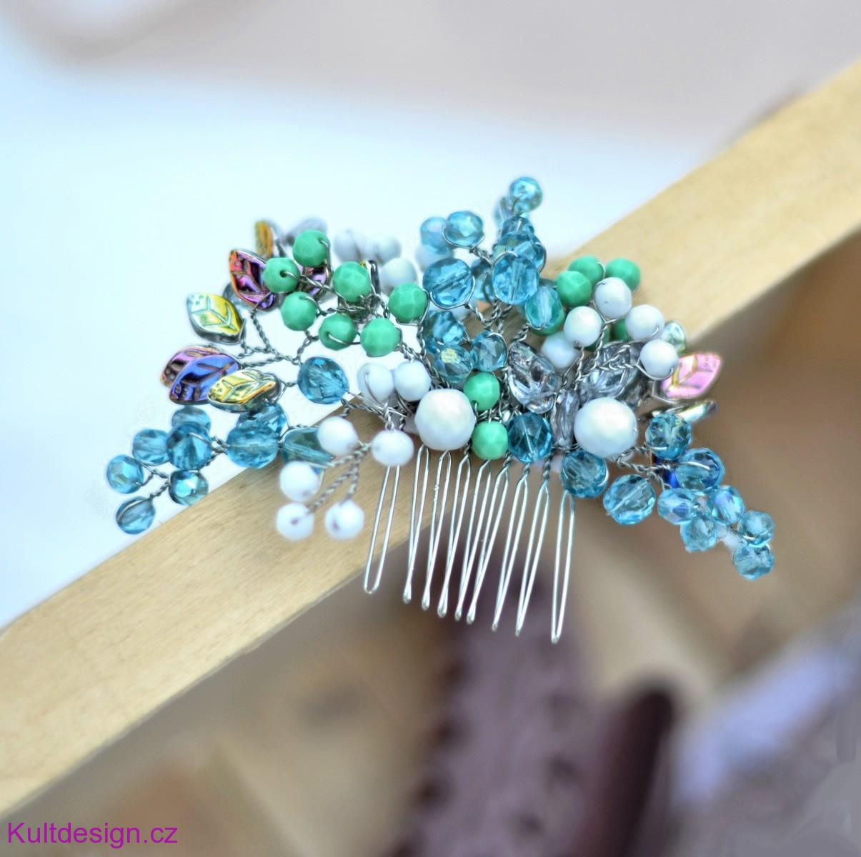 Svatební hřebínek mint tyrkys
