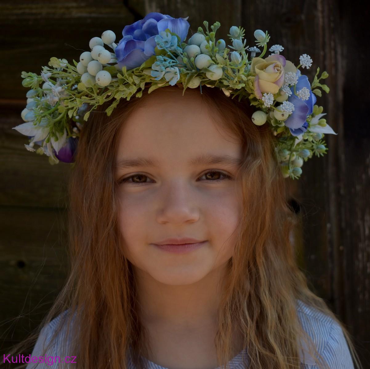 Svatební věneček do vlasů modrozelený