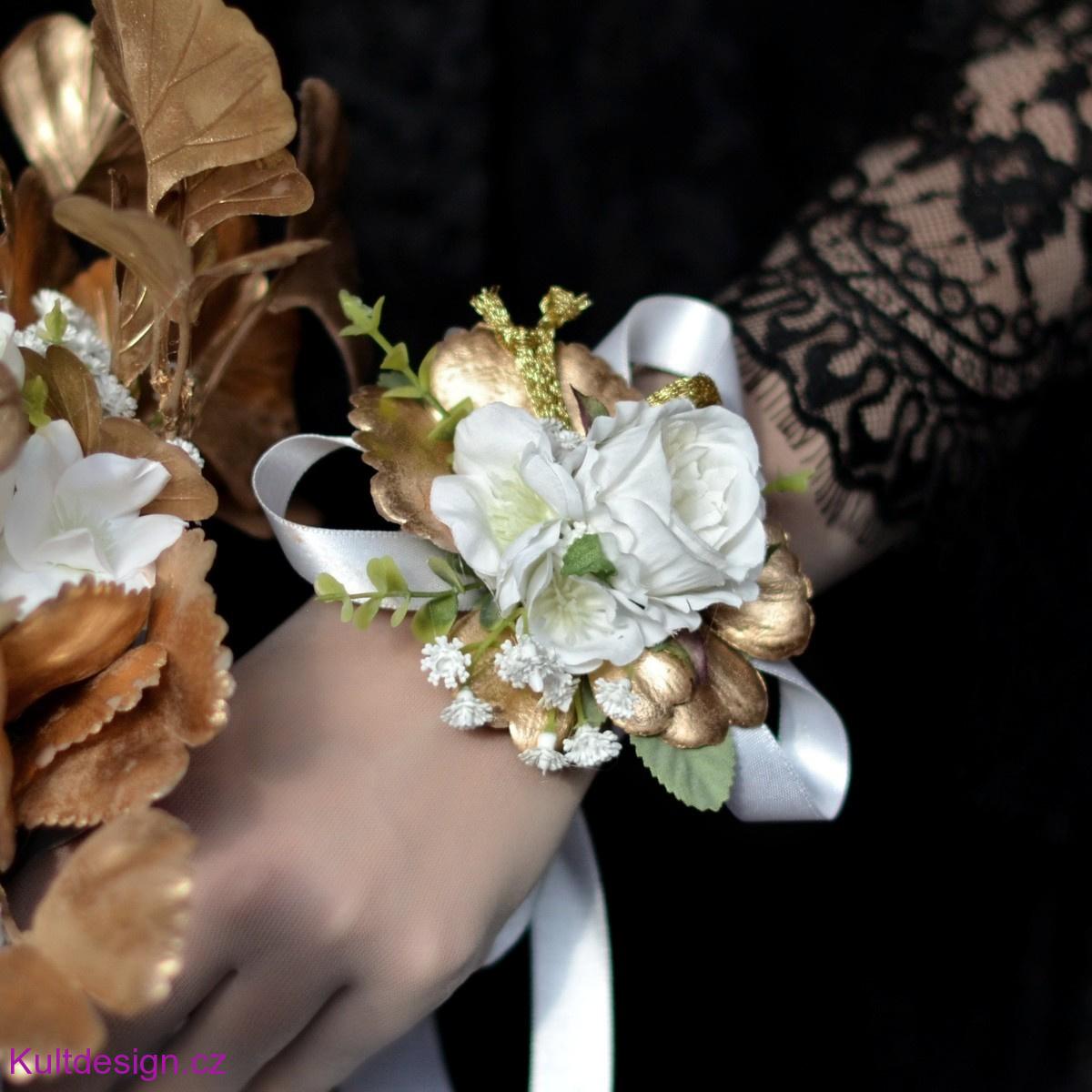Svatební náramek květinový zlatý