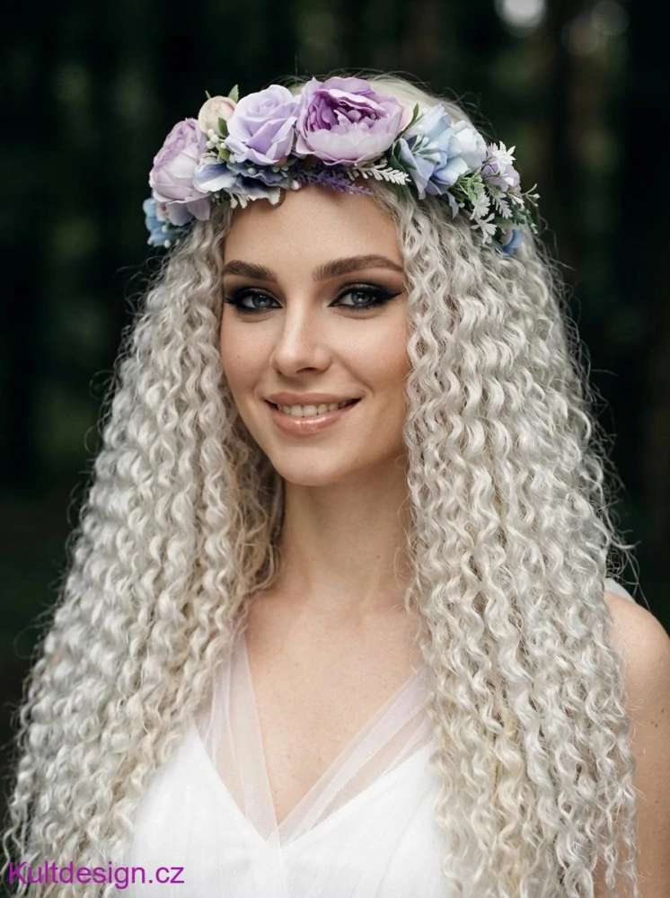 Květinový věneček do vlasů fialový