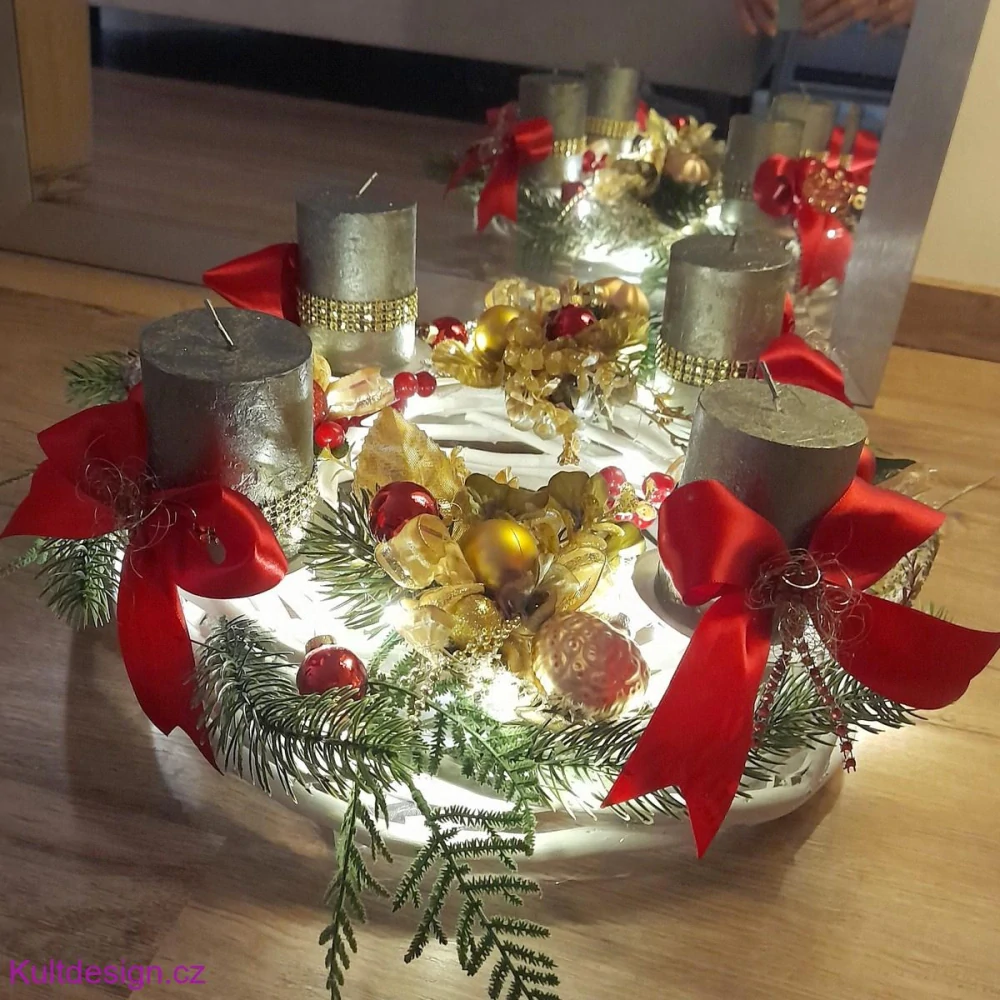 Adventní svícen se světýlky 41 cm