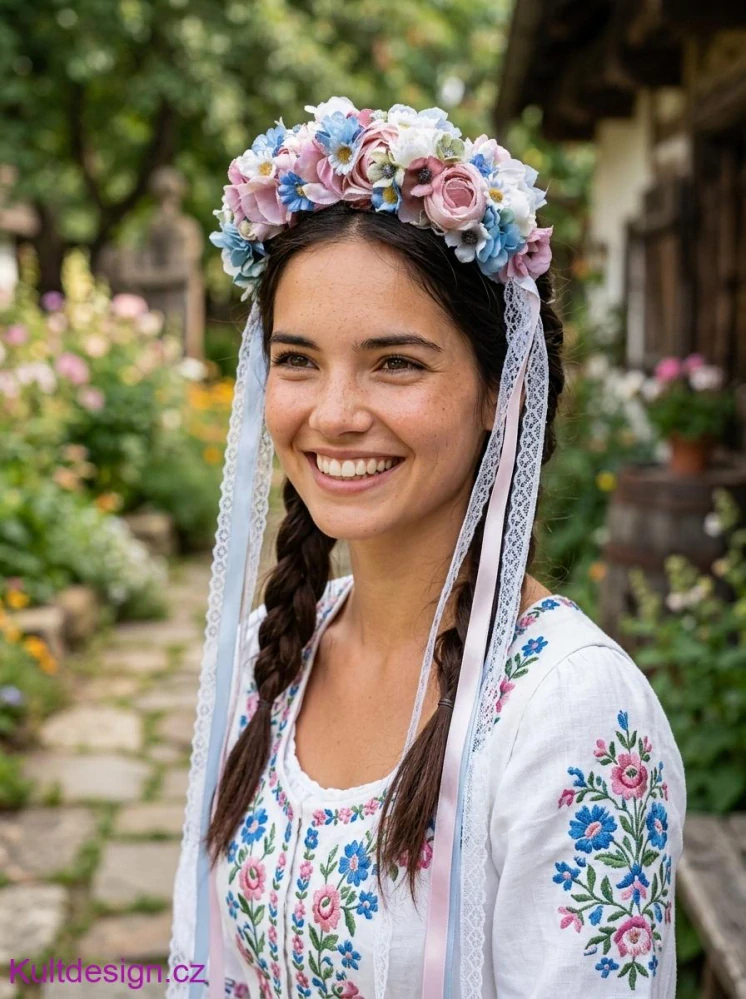 Květinová čelenka folklorní styl