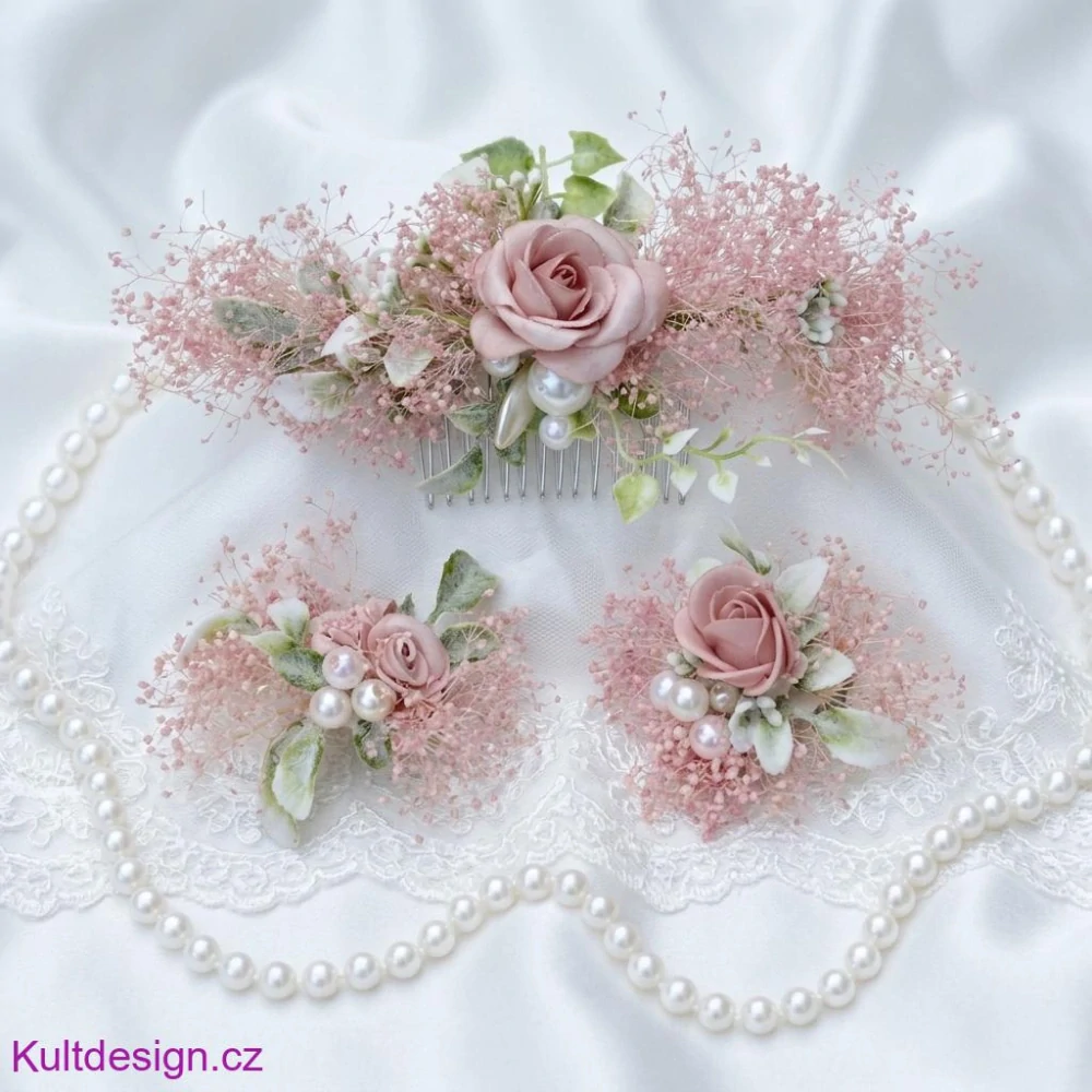 Sada květinových spon do vlasů gypsophila 