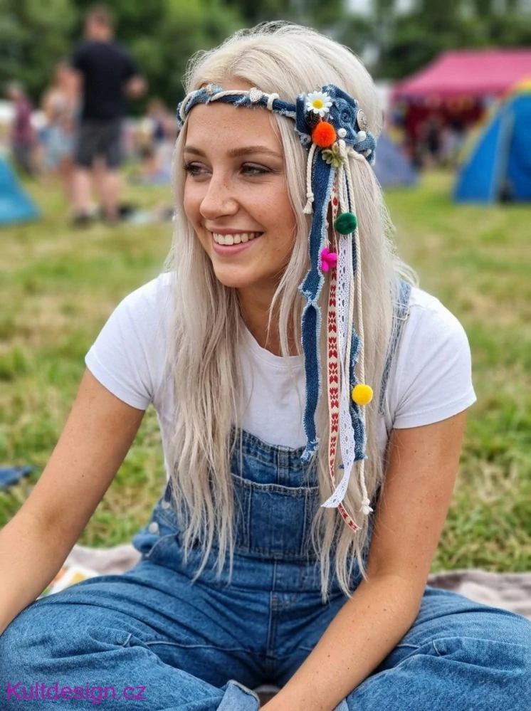 Originální džínový věneček na festival