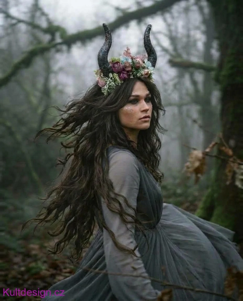 Květinová boho čelenka s rohy