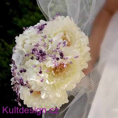 Svatební kytice Shabby chic violet+ korsáž