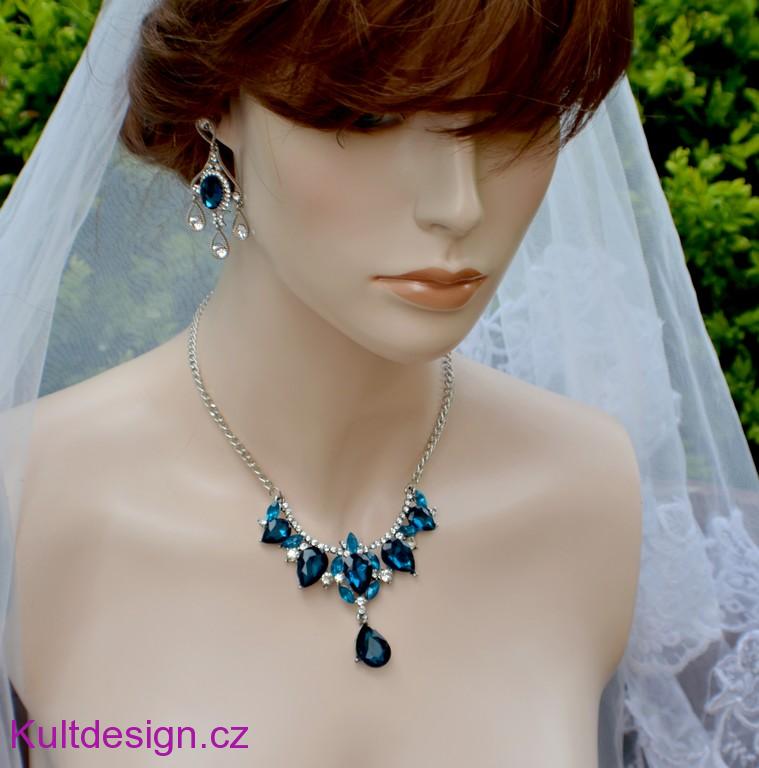 Štrasová souprava tmavě tyrkysová